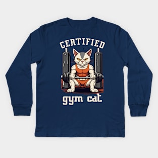 Certified Gym Cat Kids Long Sleeve T-Shirt